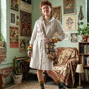 Merciboucoup, Issey Miyake Cotton Bird Print Dress Size S